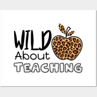 Wild About Teaching Leopard Cheetah Pattern Apple Gift For Teacher Posters and Art